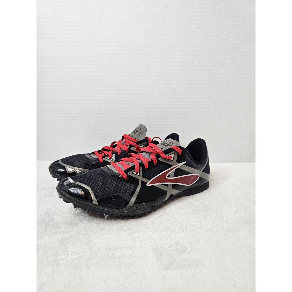 🖤Brooks PR Mens Track Spikes Running Race Shoes Black Red Low Size 10.5 - Picture 2 of 10